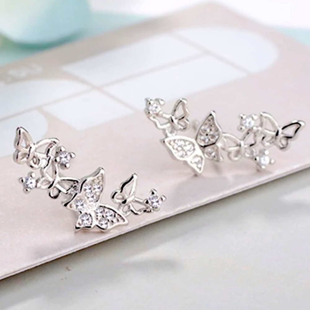 🌟 Sterling Silver 925 Butterfly 🦋 Stud Earrings